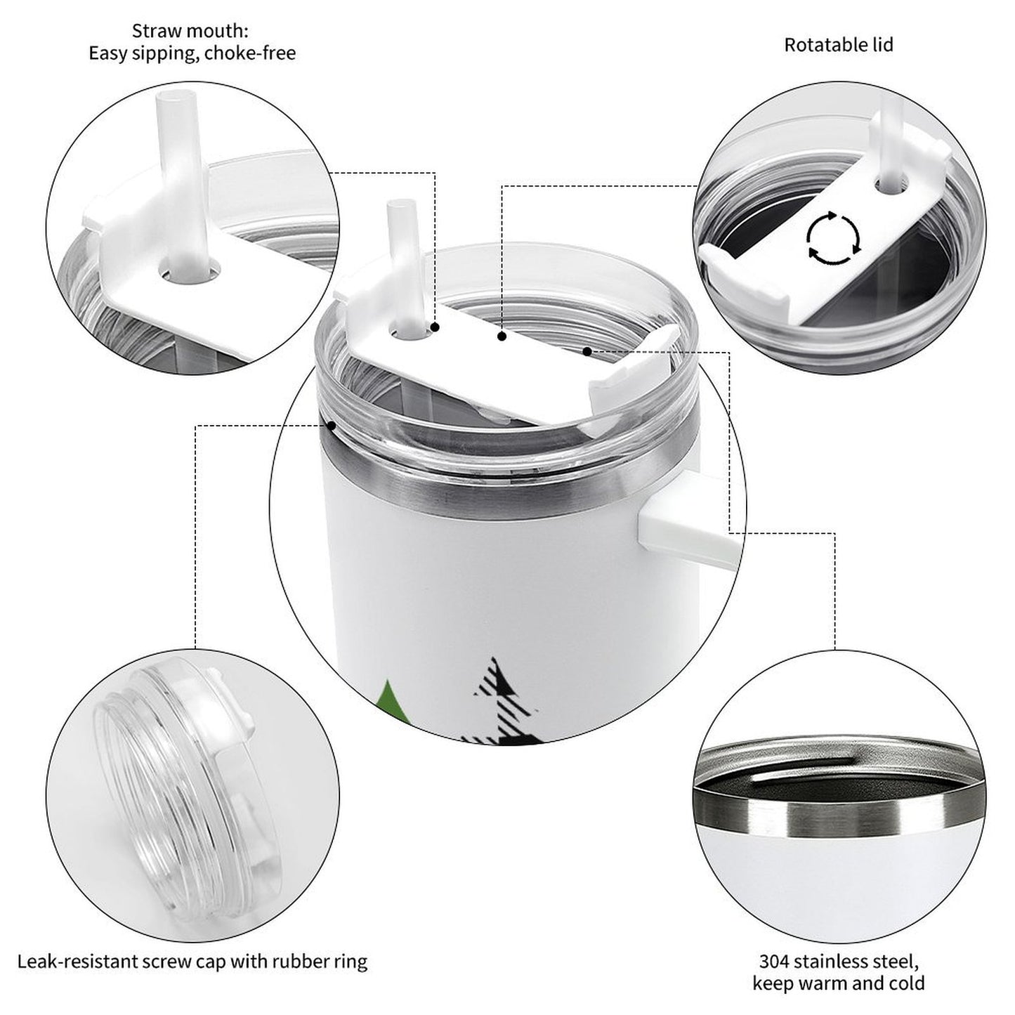 PHDT00326 POD US Local Tumbler 40 oz Large Capacity Car Cup Christmas Trees Vibes