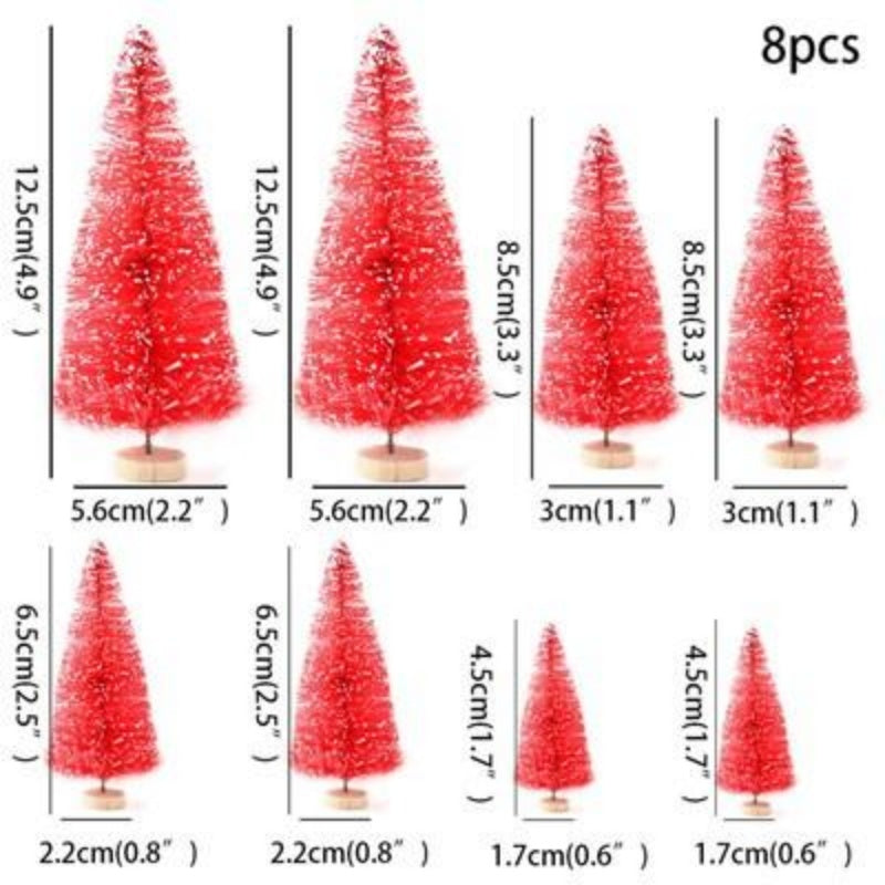 US Local 8 Pieces Mini Artificial Christmas Trees For Fairy Garden DIY Christmas Crafts