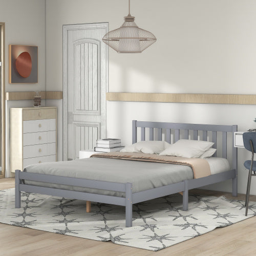 UK Local Wooden Bed Frame, Double Bed 4ft6 Solid Wooden Bed Frame, Bedroom Furniture For Adults, Kids, Teenagers, 135 X 190 Cm
