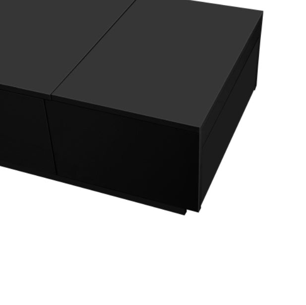 UK Local Coffee Table, Black High-Gloss Living Room Table With Push-Pull Storage Structure, Double-Sided Drawers