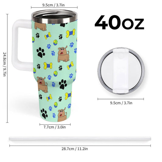 PHDT00384 POD US Local Tumbler 40 oz Large Capacity Car Cup Green, Dog, Paw