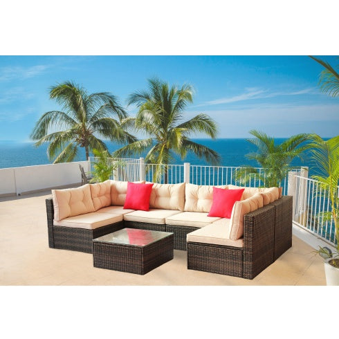 USA Local Patio Furniture Set PE Rattan Sectional Garden Furniture Corner Sofa Set