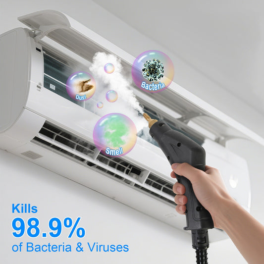 US Local 1Pc 2500W Handheld High Temperature And Pressure Steamer Cleaner With 1400ML Tank 9 Accessories 6 Steam Levels For Dirt Grease Grout Tile Floor Couch Car