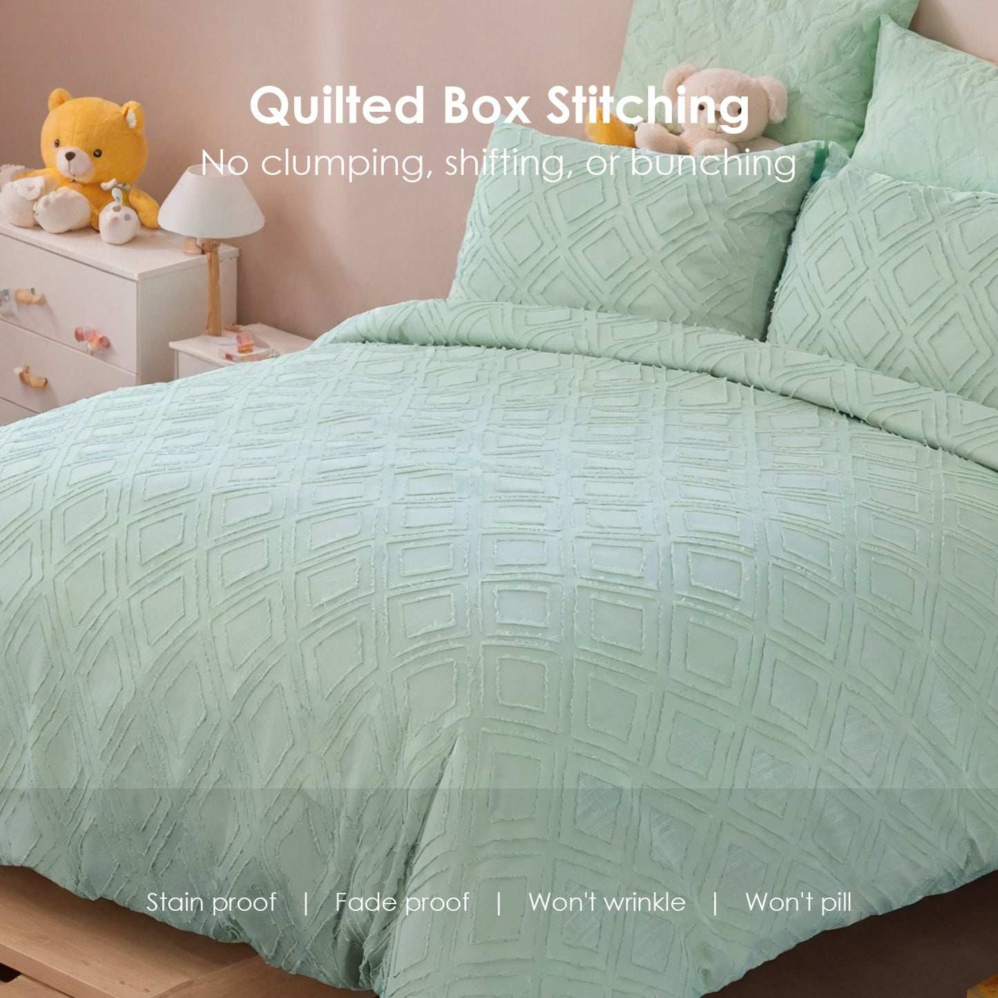 US Local Bohemian Style Quilt Cover Set, Cut Flower Quilt Cover, Tufted Quilt Cover Three-piece Set, One Quilt Cover And Two Pillowcases, Washable And Machine Washable Without Shrinkage, Suitable For Hotels