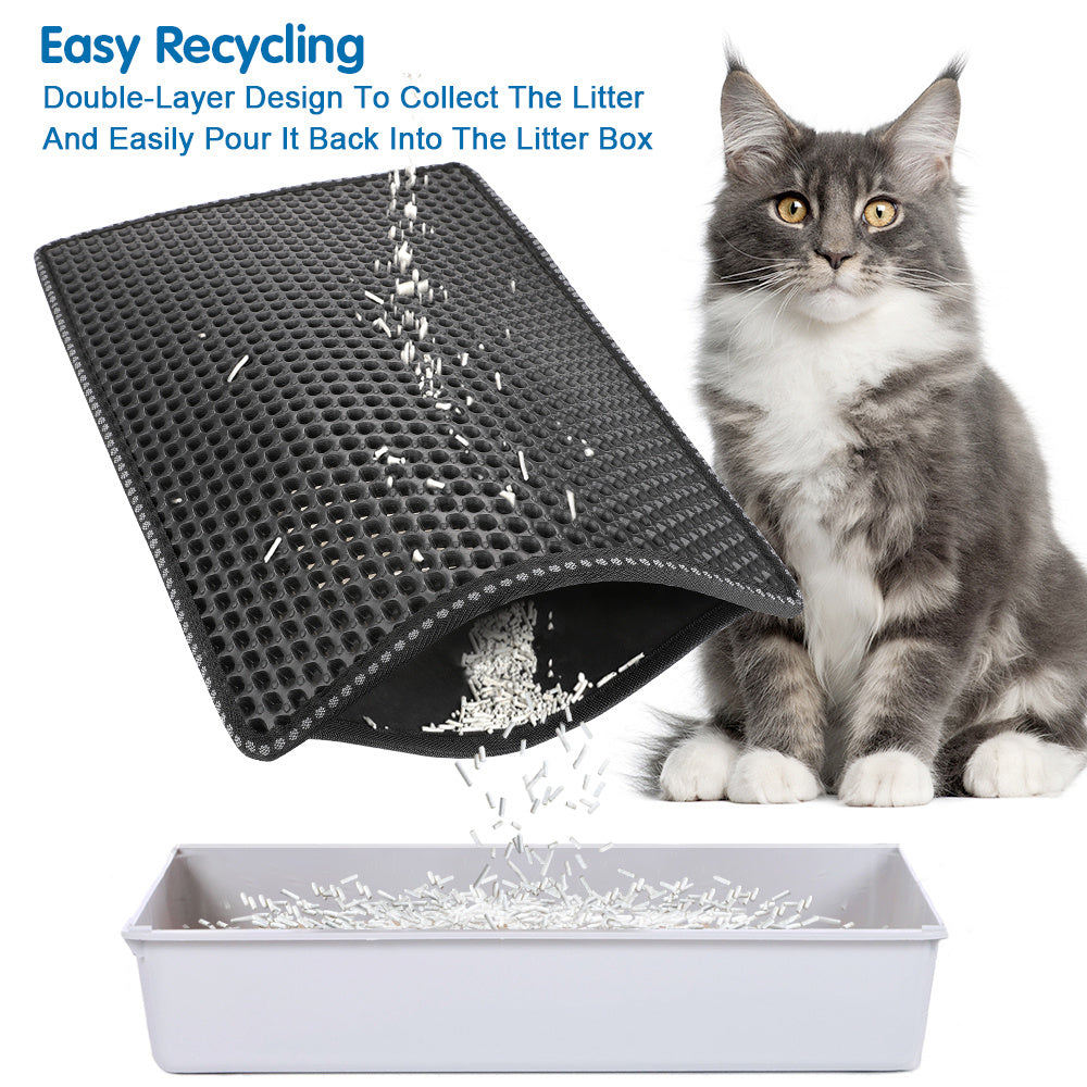 US Local Double Rice Grain Cat Litter Mat, Cat Litter Cleaning Pad, Cat Litter Box Mat, Splash Guard Filter Mat