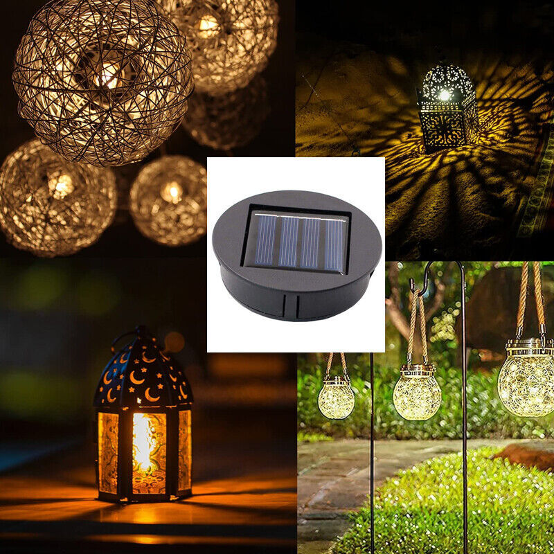 UK Local 2PCS Garden Solar Powered Replacement Round LED Light Box Fit For Lantern Lamp