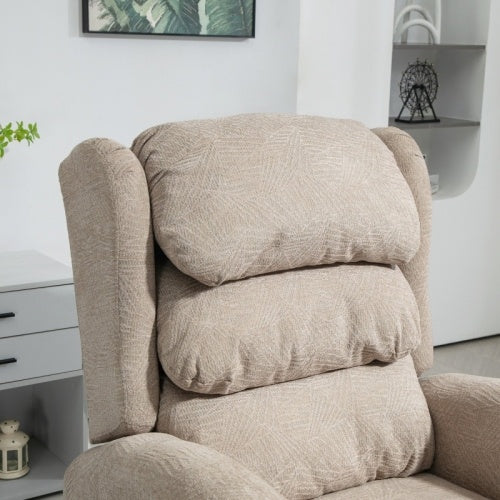 UK Local HOMCOM Velvet-Feel Electric Riser Recliner Chair - Khaki