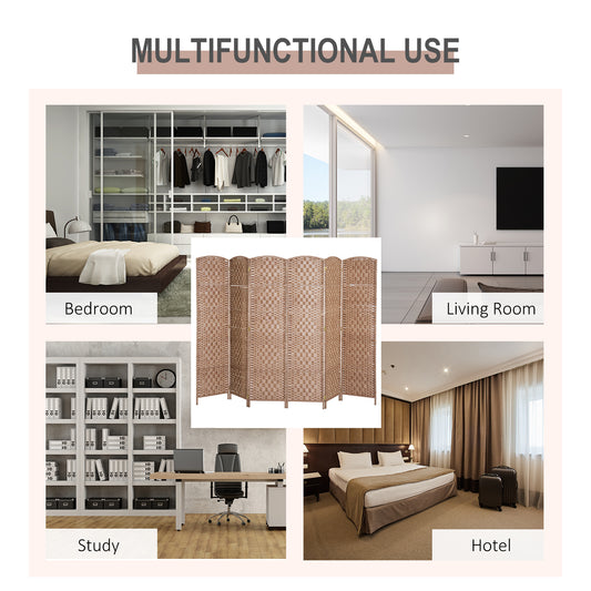 US Local 6 Panel Wicker Room Divider 6' Tall Privacy Screen Natural