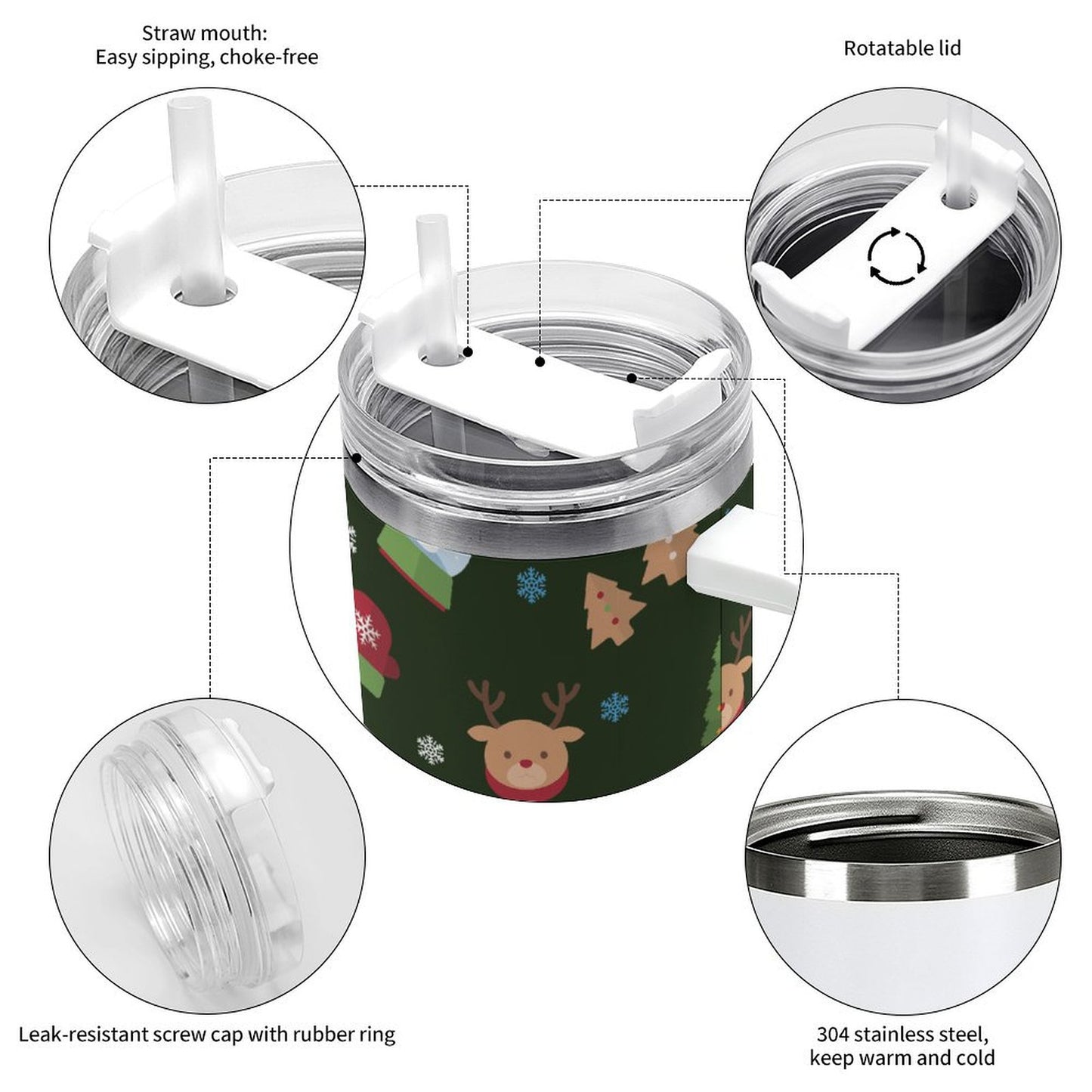 PHDT00325 POD US Local Tumbler 40 oz Large Capacity Car Cup Christmas Tree Santa Claus