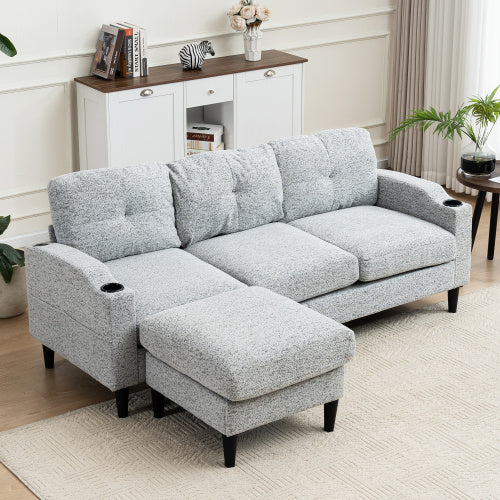 US Local Convertible Combination Sofa Sofa LShaped Sofa With Footstools With Storage WhiteBlack Sofa For Living Room, Living Room BedroomOfficeSmall Space 3Seater Combination Sofa