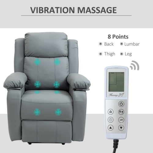 UK Local HOMCOM Riser And Recliner Chair With Massage, Heat, Power Lift Recliner Chair For Elderly With Remote Control, Extended Footrest, Dual Side Pockets, Overstuffed Electric Reclining Armchair