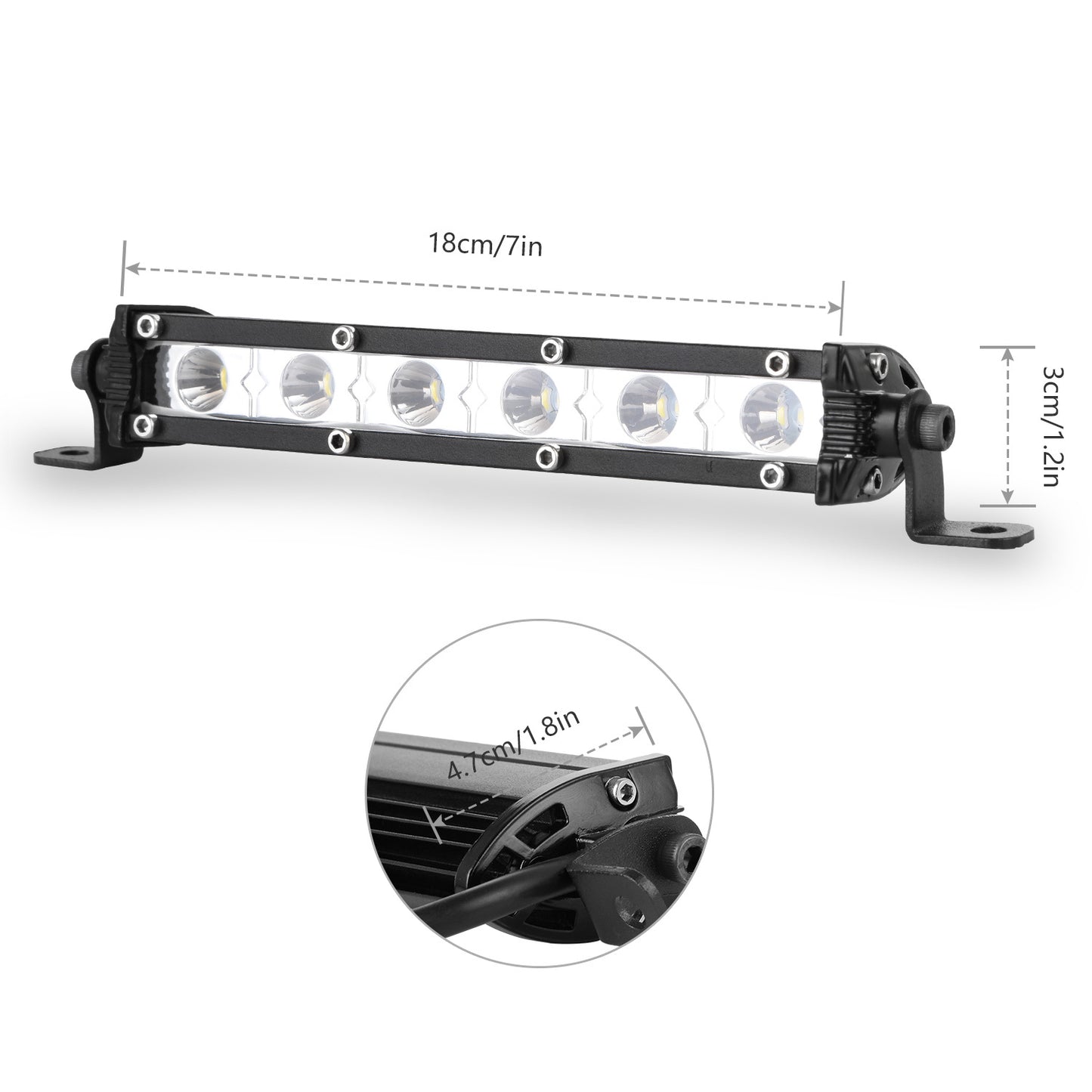 US Local 7in LED Light Bar Single Row Offroad Spot Lights 18W Ultra Slim Straight Work Light For Trailer Truck Bus Boat