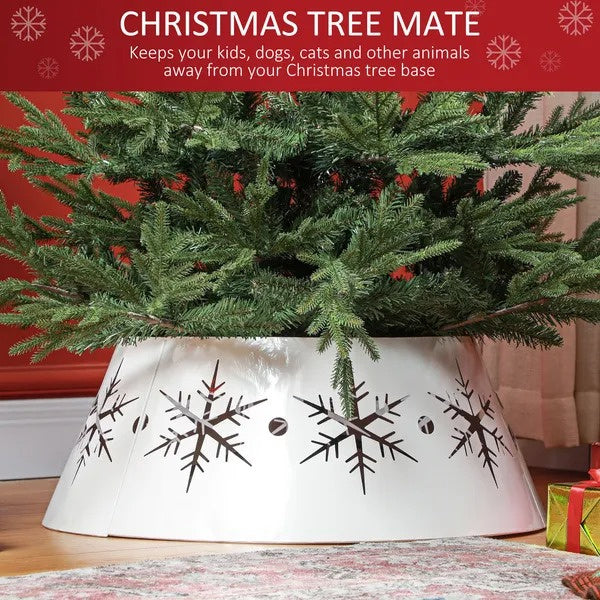 CA Local 26 Christmas Tree Base Cover, Christmas Tree Collar With Hollow Snowflake Patterns For Home Decoration, White