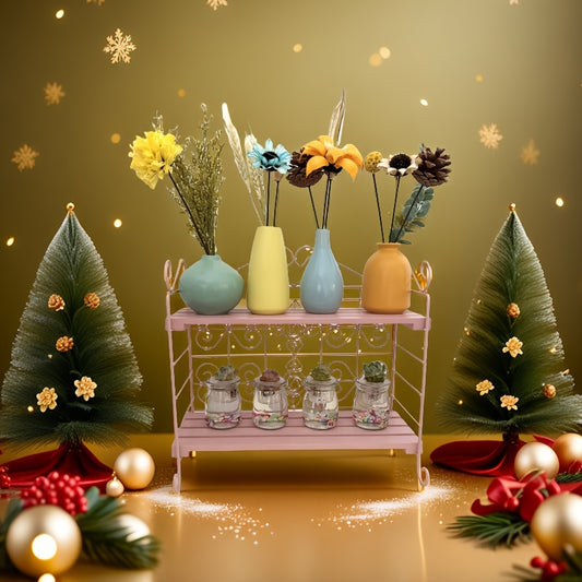 US Local Foldable Storage Rack, Metal, Wooden Storage Organizer, Suitable For Bedroom, Kitchen, Bathroom, Living Room, Garden Storage Shelf, White,Pink