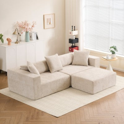 US Local Modular Cross-section With L-shaped Lounge Chair, Cloud Sofa, Living Room, Bedroom Soft Cushion Sofa - No Installation Required - Chenille Fabric