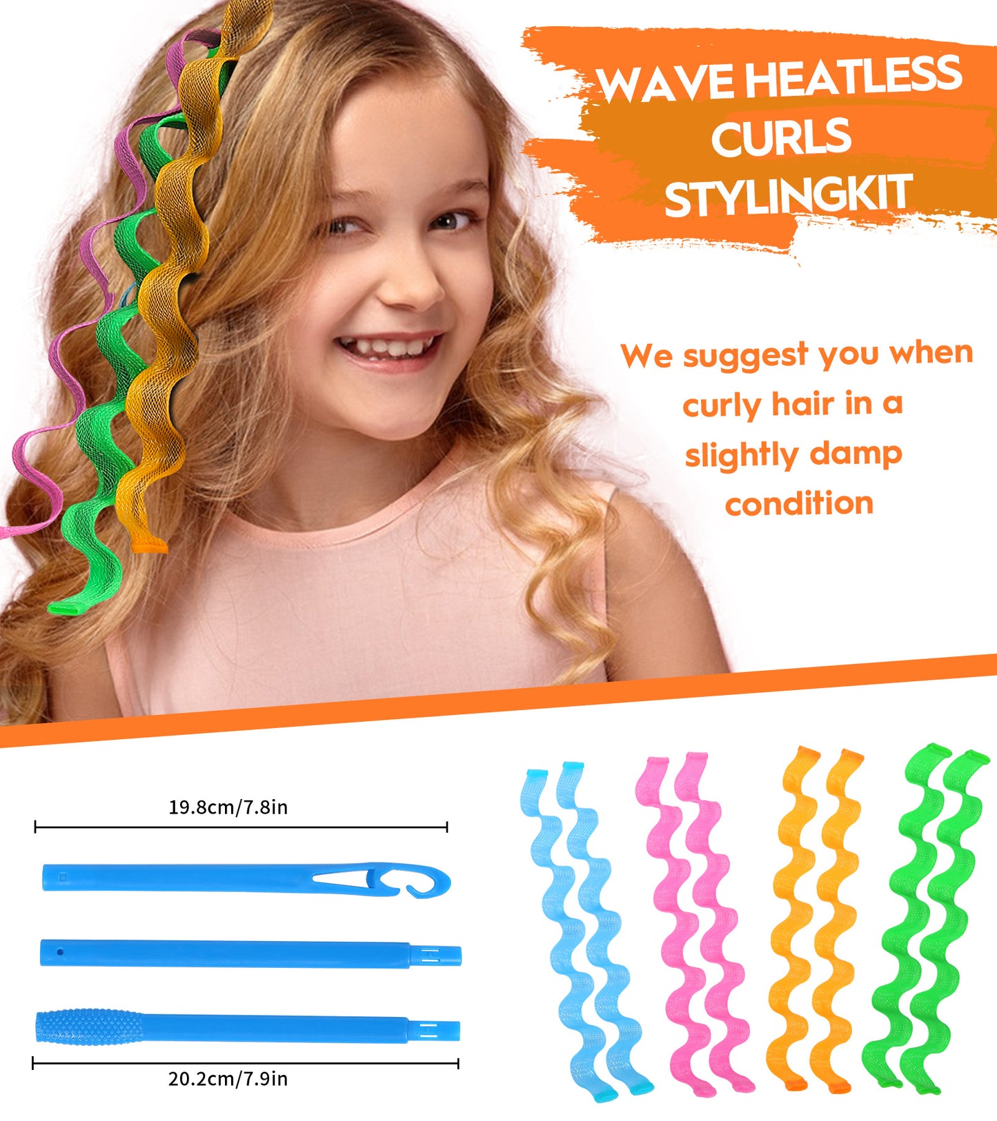 US Local Heatless Hair Curlers Wave Curls Styling Kit For Women Girls On Hair Care - 30 Pcs - 6 Colors
