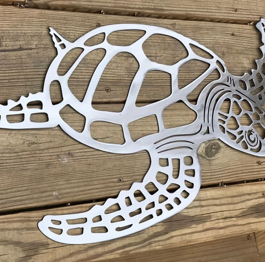 US Local Rustic Sea Turtle Metal Wall Decor - Coastal Beach House Bathroom Accent