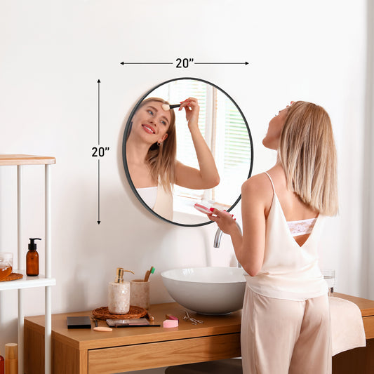 US Local Black Circular Wall Mirror 20 Inches