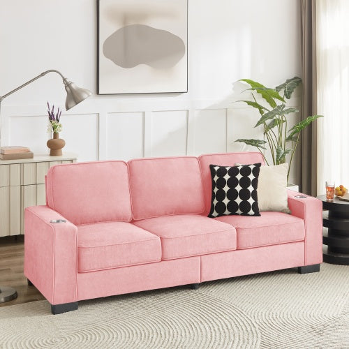 USA Local 83.86Corduroy Fabric Sofa,Modern Compressed Couch,3-Seater Sofa, Furniture For Living Room,Bedroom,office
