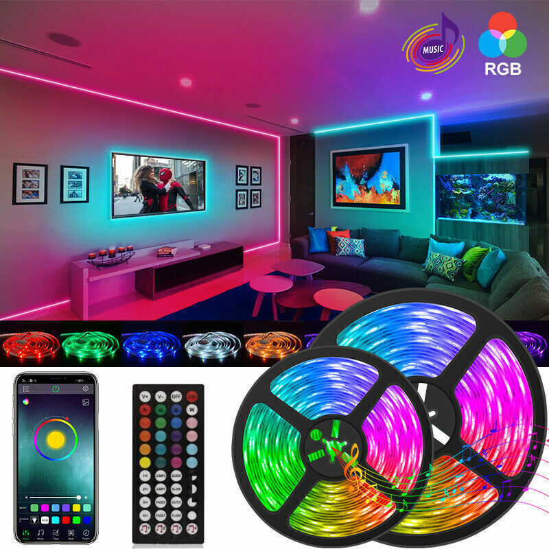 US Local BRAND NEW 5050 RGB LED Strip Bluetooth Remote Lights TV Back Lights For Bar Room