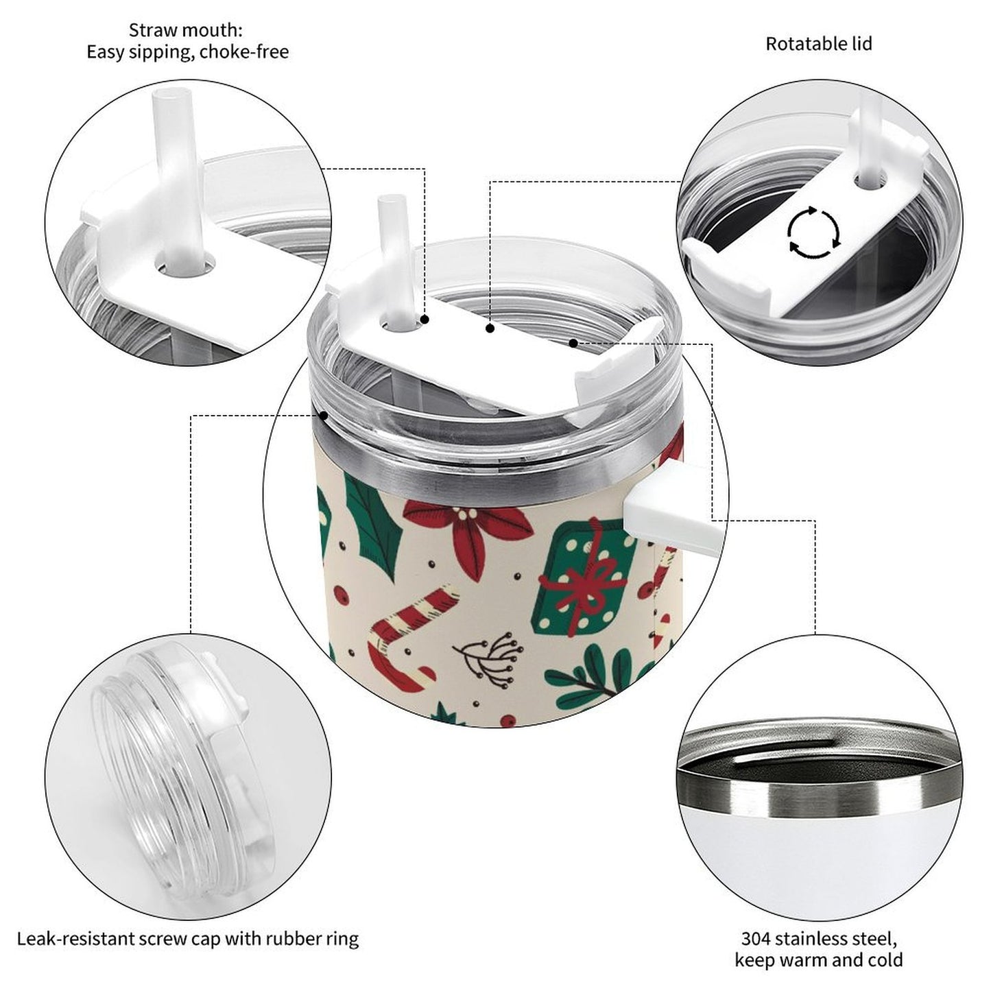 PHDT00171 POD US Local Tumbler 40 oz Large Capacity Car Cup Christmas