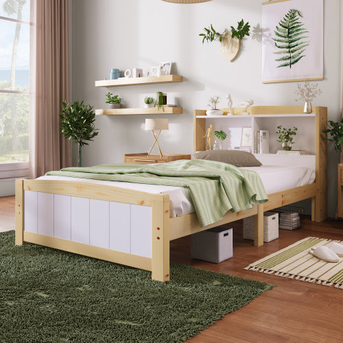 UK Local Solid Wooden Bed Frames, Single Storage Headboard Bed, 3FT Single 90 X 190 Cm Frame Only