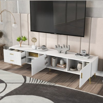 UK Local White TV Stand For 75-inch Televisions, Lowboards, TV Boards, TV Cabinet, Entertainment Center, TV Console Table, Modern Entertainment Center, Media Console White