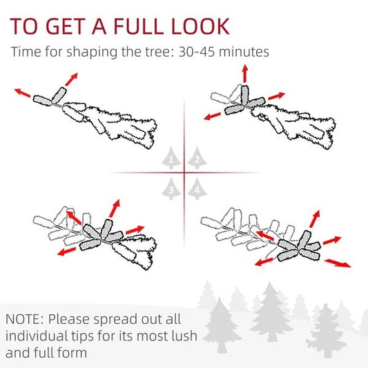 CA Local 7.5 ft Prelit Snow Flocked Artificial Christmas Tree With Pencil Shape, 700 Pine Realistic Branches, Warm White LED Lights, Auto Open, Pink And White