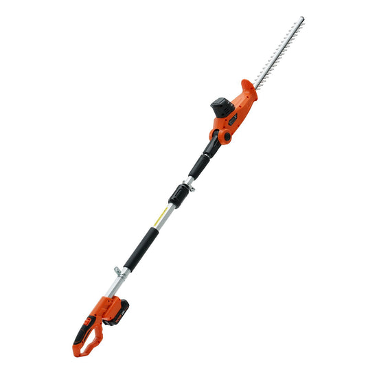 US Local VEVOR 20V Cordless Hedge Trimmer, 18 Inch Double-edged Steel Blade, Pole Hedge Trimmer Kit 20V Battery, Fast Charger Included, Telescoping Design For High Branches