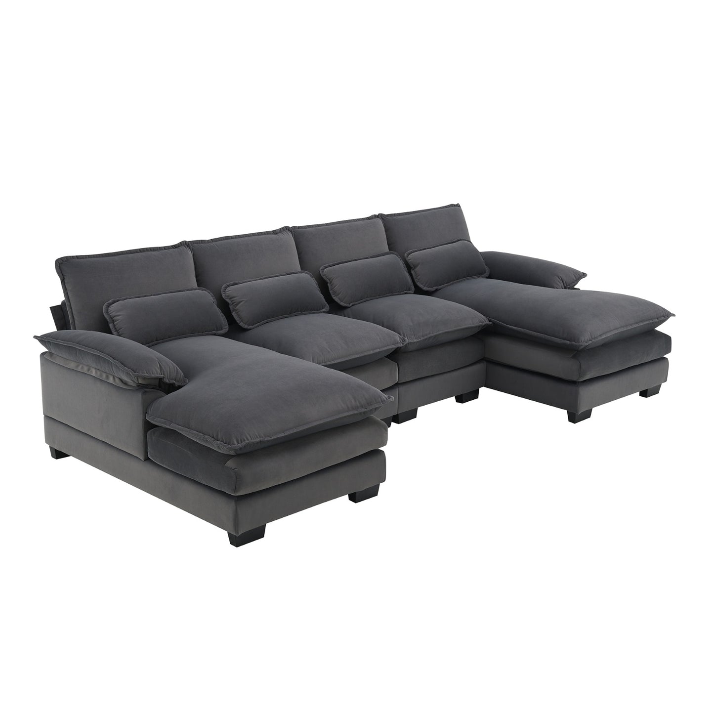 US Local New Modern U-shaped Sectional Sofa, 6-Seat With Waist Pillows 109.8 55.9
