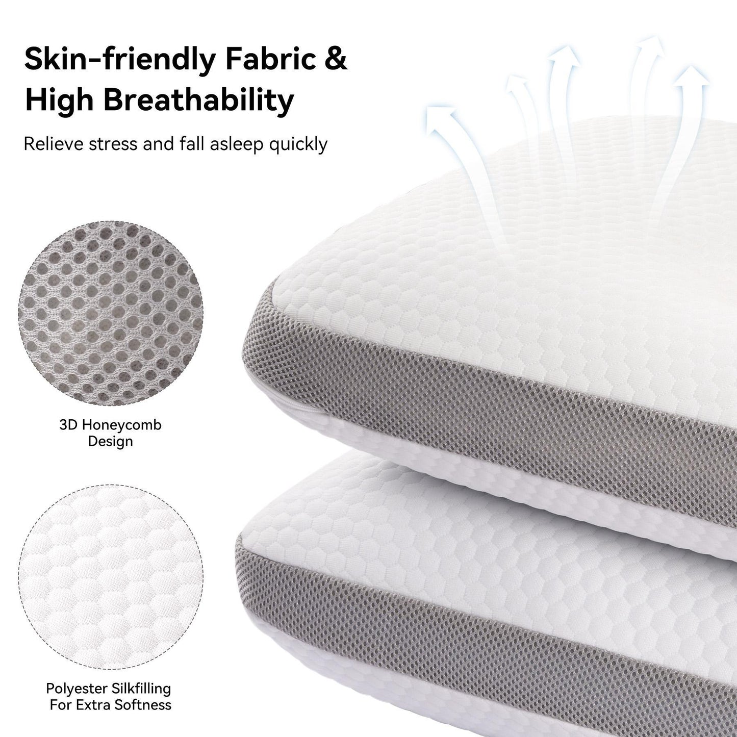 US Local Bread Pillow - Ultra-soft Memory Foam, Slow Rebound Fits The Cervical Spine, A Must-have For Side Sleeping Without Ear Pressure