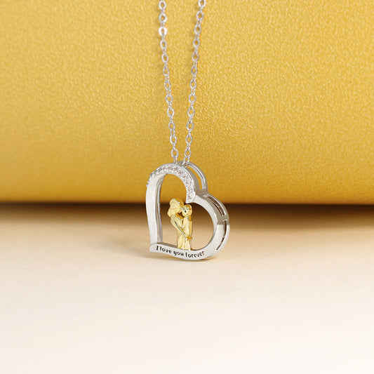 Clavicle Chain Pendant Thanksgiving Day Heart Shaped Stainless Steel Jewelry
