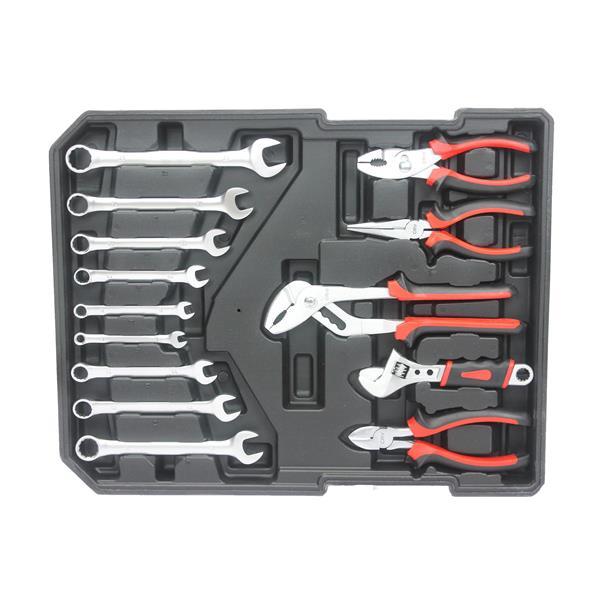 Black Manual Toolbox With 4 Layers Of Tool Sets And Wheels