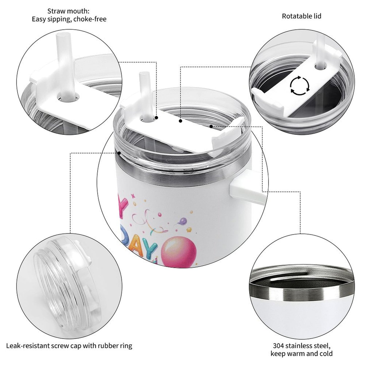 PHDT00510 POD US Local Tumbler 40oz Large Capacity Car Cup Flamingo, Birthday