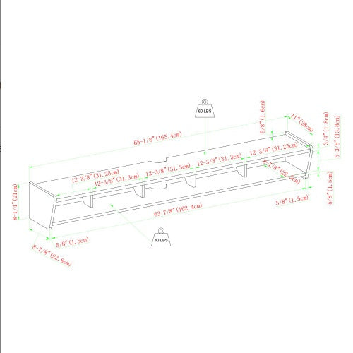 US Local Modern Wall-Mounted Floating TV Stand Coastal Oak
