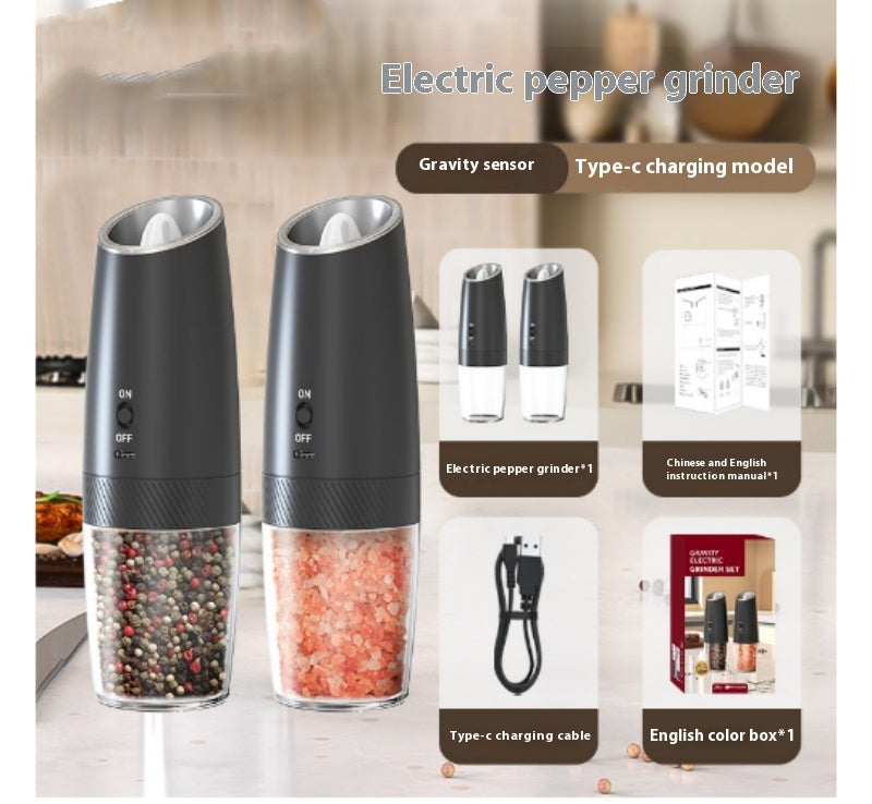 Electric Gravity Pepper Grinder Salt Grinder Adjustable Coarseness