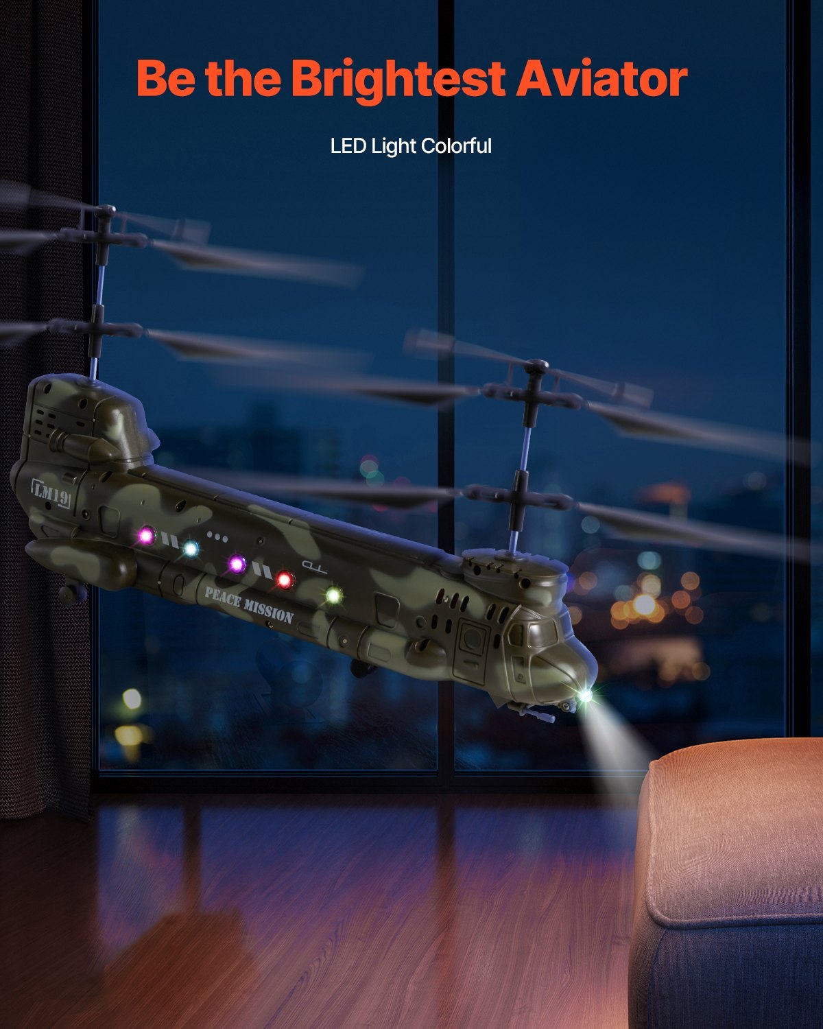 US Local RC Helicopter 3.5 Channel Military Transport Mini Aircraft Toy For Kids Present