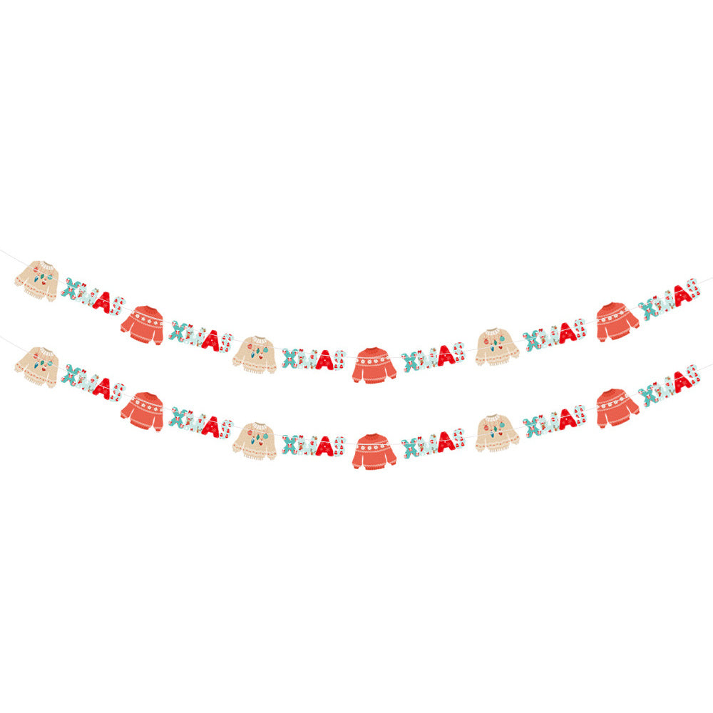 US Local 2 Pack Christmas Banner Paper Christmas Sign Garland Gingerbread Man Snowman Christmas Hanging Bunting Garland For Christmas Party Decorations Xmas Holiday Mantle Fireplace Home Decor