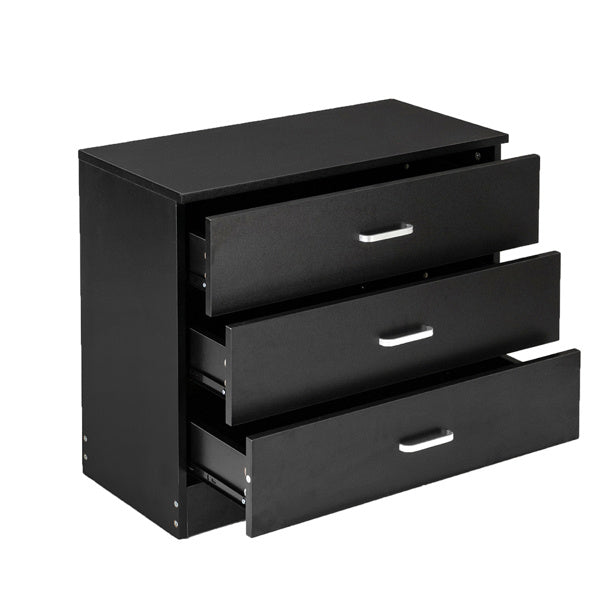 US Local 3 Drawers Bedside Table Black
