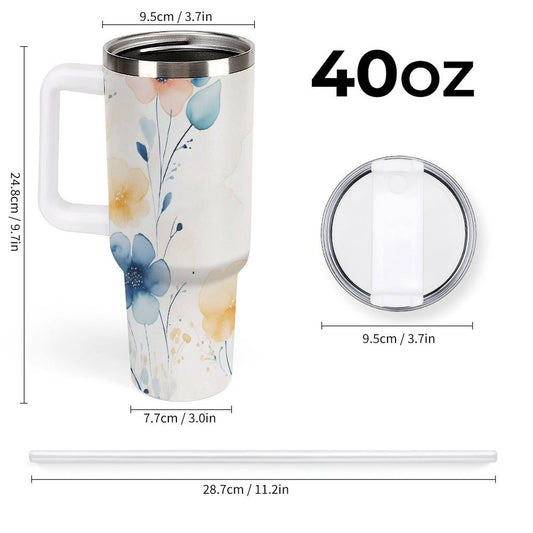 PHDT00472 POD US Local Tumbler 40 oz Large Capacity Car Cup Watercolor, Flower