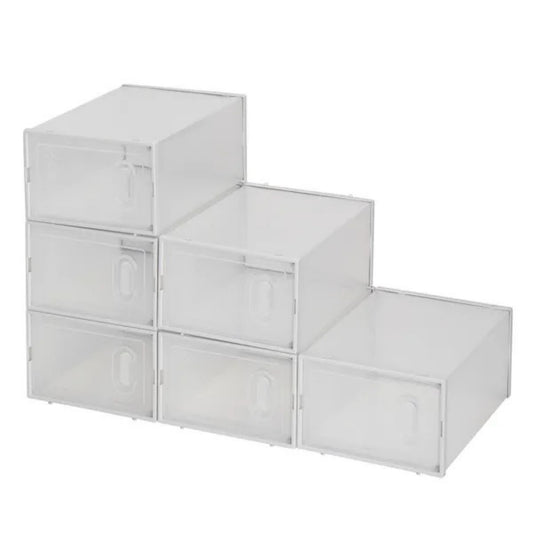 US Local Shoe Storage Boxes 6 Pack Clear Plastic Stackable White