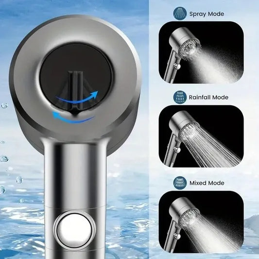 US Local Shower Head, High Pressure Flow Multiple Modes, 5 Layers Filter, Hard Water Power Rinse, With Switch, Suitable For Pet Bathing, Vertical Shower, White Turbo Shower