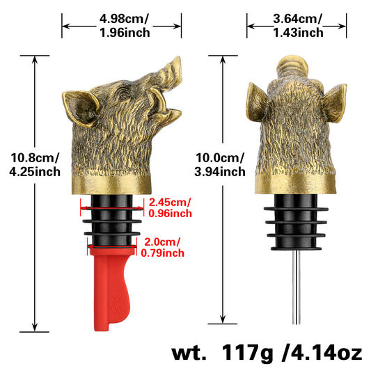 US Local Wild Boar Head Wine Pourer - Vacuum Sealing, Wine Spout, Stopper For Cocktails, Whiskey, Wine Bottles, Perfect Gift For Any Occasion