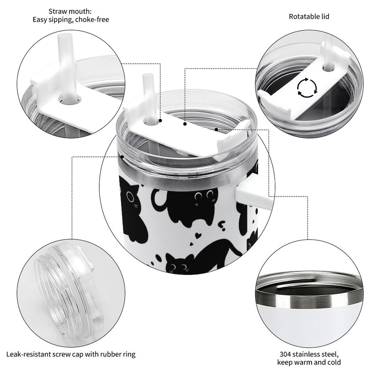 PHDT00117 POD US Local Tumbler 40 oz Large Capacity Car Cup Cat 06