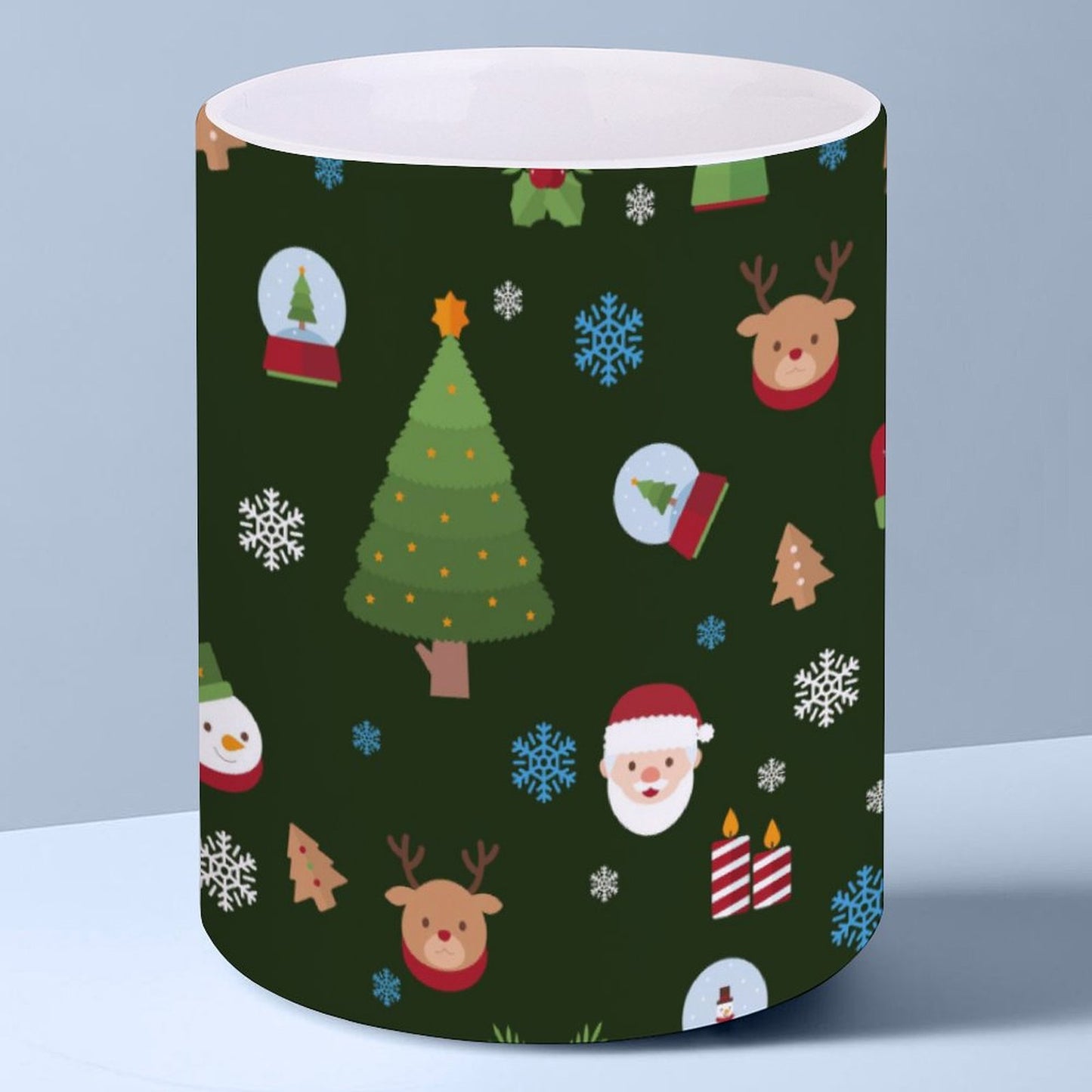 POD US Local White mug with full print, Christmas Tree Santa Snowflake Green 0013