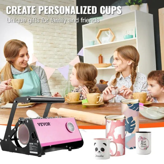 US Local VEVOR Mug Heat Press, 11-30oz Tumbler Heat Press Machine, Sublimation Transfer Straight Skinny Tumblers, Cup Heat Press With Heat-resist Gloves & Tape, DIY Ceramic Mugs Cups Glasses, As Gift