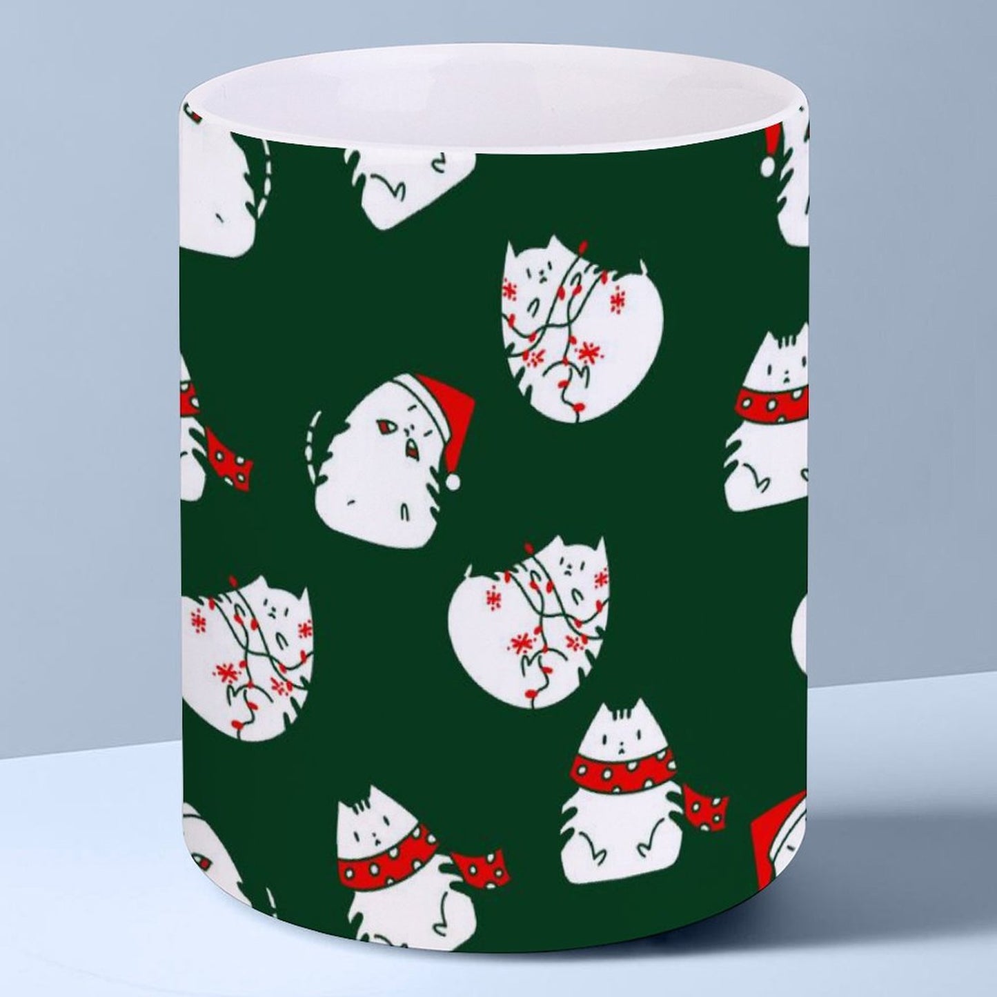 POD US Local White mug with full print, Christmas Cat 0031