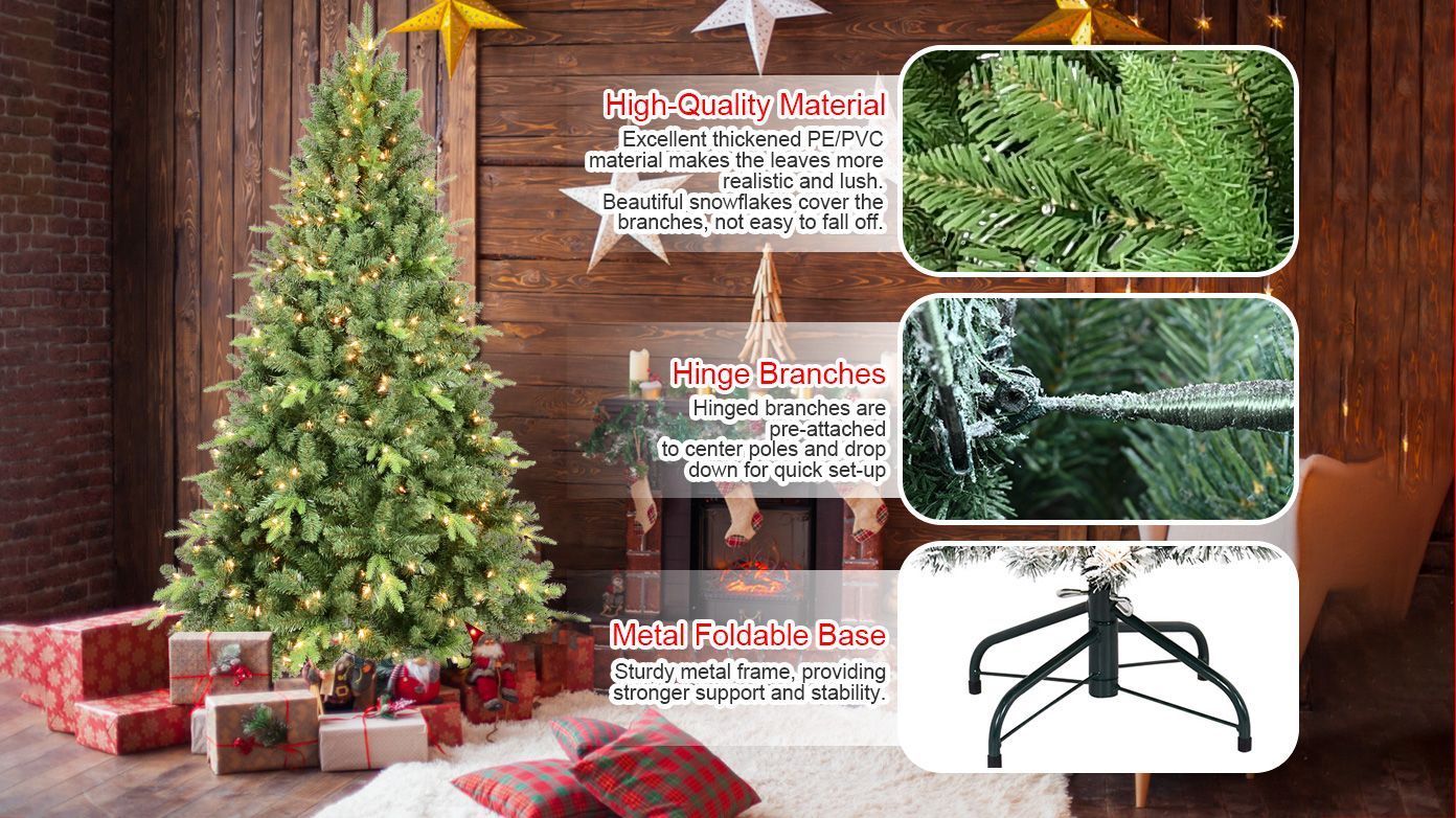 CA Local 5 ft PE PVC Mixed Tree Hinged Green Tree Christmas With Lights Fireproof Artificial Christmas Tree