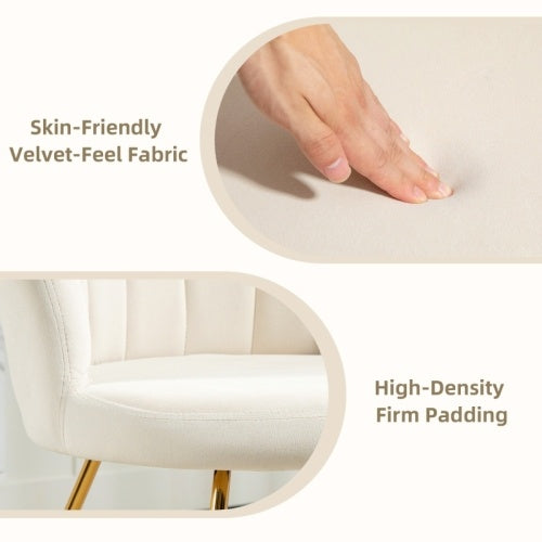 UK Local HOMCOM Velvet-Feel Lotus Petal Accent Chair - Cream