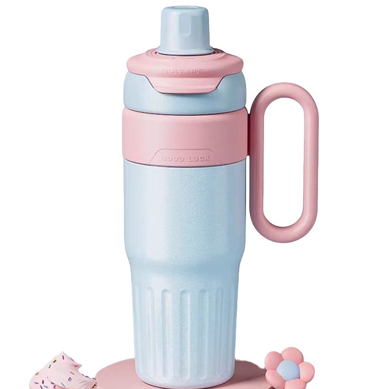 USA Local 780ml Gradient Double Drink Thermal Cup Stainless Steel With Lid Coffee Cup Thermos Large Capacity Straw Cup For Male And Female